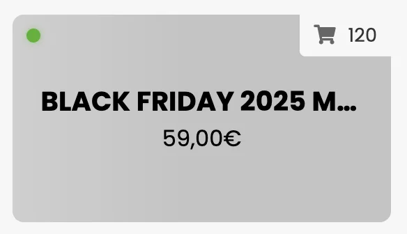 Il pannello gift card di Cooperto, la carta «Black Friday 2025 Meta» a 59 € con 120 vendite