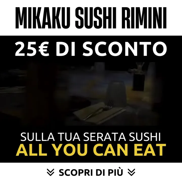 Il video dell'annuncio Black Friday di Mikaku Sushi Rimini, «25 € di sconto sulla tua serata sushi all you can eat»