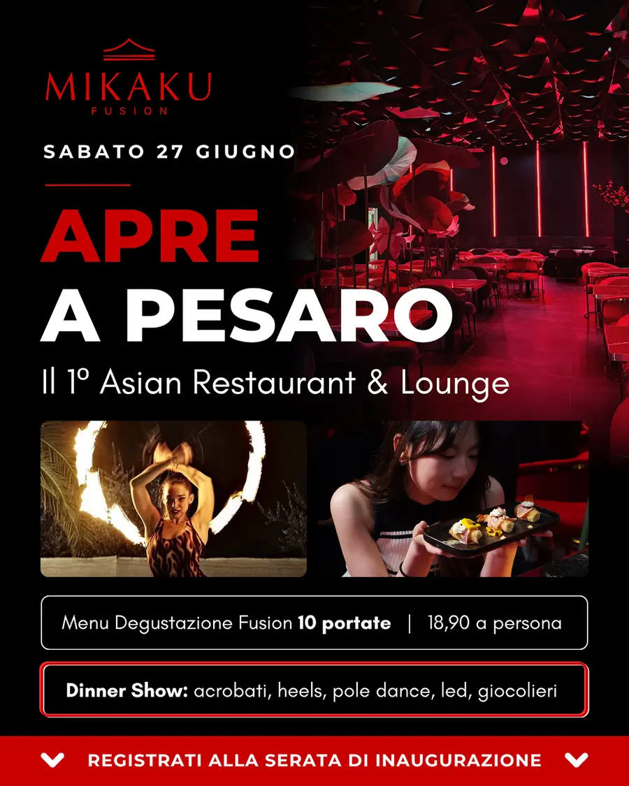 Creatività dell'annuncio: Apre a Pesaro, il primo Asian Restaurant & Lounge, menu degustazione 10 portate a 18,90 € e dinner show